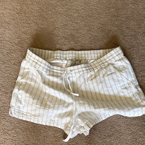 J. Crew High Waist Cream Striped Shorts - Picture 1 of 2